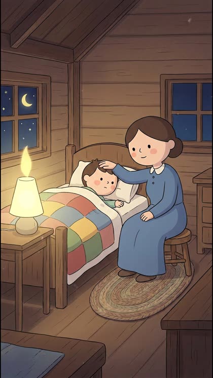 Hasil yang benar: ibu dan anak dalam gaya kartun 2D