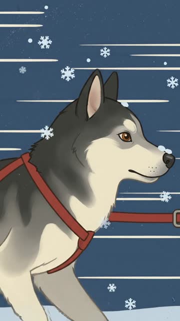 Adegan husky menembus badai malam